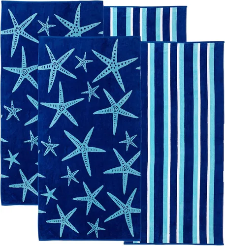 Vista 17 de Great Bay Home Toallas de playa 100% algodón, paquete de 4 toallas de piscina de 30 x 60 pulgadas, toallas absorbentes y de secado rápido