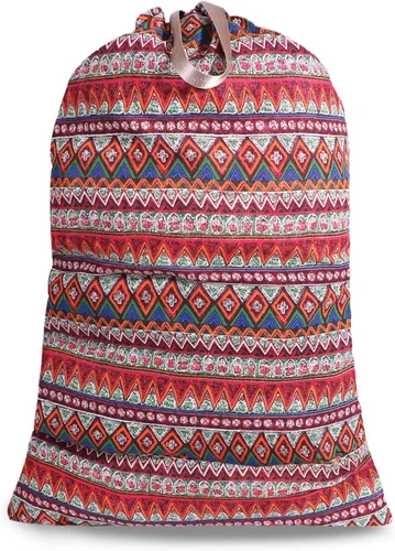 Vista 29 de Bolsa de lavandería extra grande con cordón y asa, bolsa de ropa sucia de viaje resistente para lavandería y hogar, forro duradero para cesta