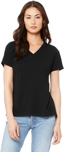 Vista 24 de Camiseta cuello en V relajada de BELLA + CANVAS Asfalto