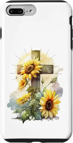 Vista 12 de Faith Christian Cross Watercolor Sunflower Flowers Case for iPhone 17