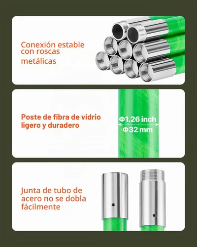 Vista 6 de VEVOR Sierra de poste manual, poste extensible de 3.87-27 pies para podar árboles, hoja de acero 65Mn afilada, poste de mango de fibra de vidrio