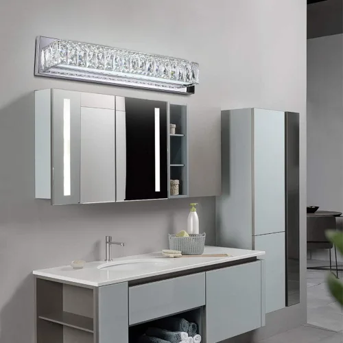 Vista 6 de Luces de tocador de cristal, accesorios de iluminación de tocador de baño sobre el espejo, lámparas LED modernas de pared hechas para acabado