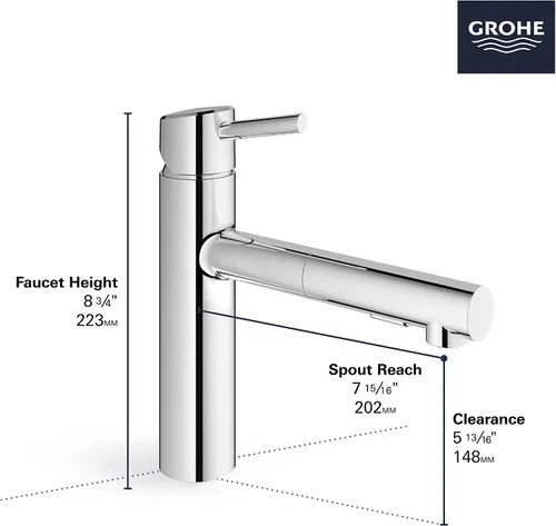 Vista 5 de GROHE 31453001 Concetto Grifo de cocina extraíble con pulverizador Cromo
