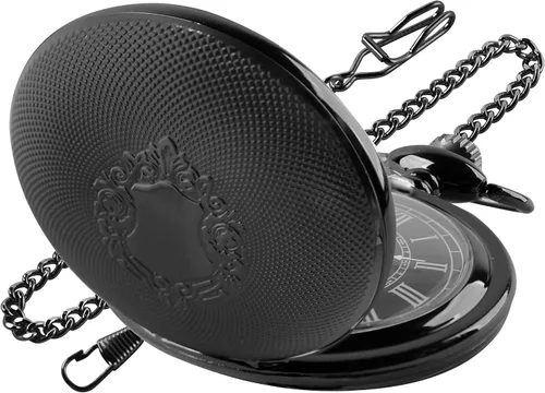 Vista 10 de Smooth Shield Round Case Quartz Pocket Watch Quartz Movement with Chain CF-nuevo53