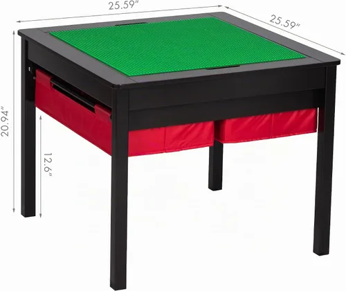 Vista 3 de UTEX - Mesa de juego de construcción 2 en 1 para niños con cajones compatible con Lego
