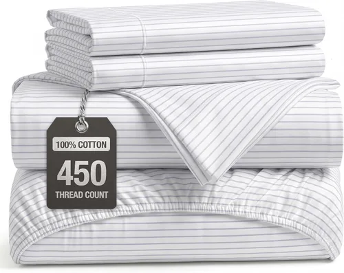 Vista 37 de LANE LINEN Sábanas de cama individual – 450TC algodón peinado de fibra larga de alta calidad, color blanco Soft & Breathable Twin Sheet &
