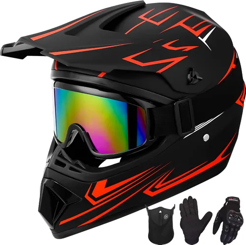 Vista 11 de Yesmotor - Casco de motocross para jóvenes, casco de motocicleta BMX, MX, cuatrimoto todoterreno, motocross, bicicleta de montaña, aprobado por