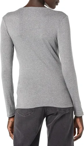 Vista 2 de Tienda Essentials Camiseta de manga larga Henley de punto acanalado para mujer