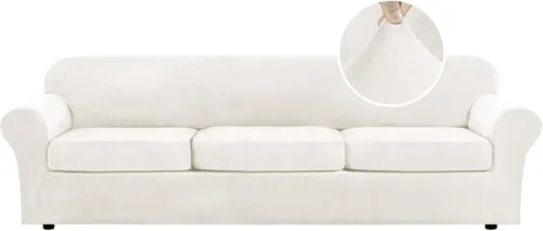 Vista 125 de H.VERSAILTEX - Funda elástica para sofá de 2 piezas, funda protectora de terciopelo, suave, con parte inferior elástica, con un ancho de hasta 49