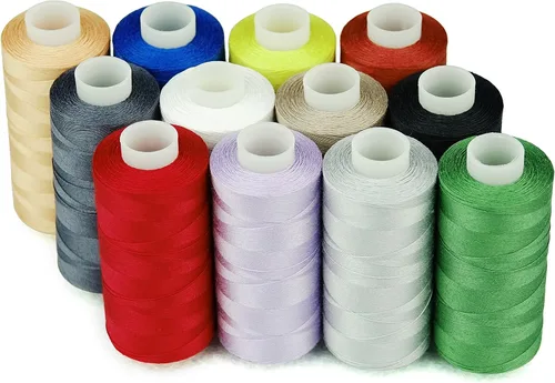 Vista 14 de Simthread 12 Colores Multiusos Hilo de Algodón para Acolchado 50s/3 Hilo para Piezas, Costura, etc. - 503 Metros Cada 12C01