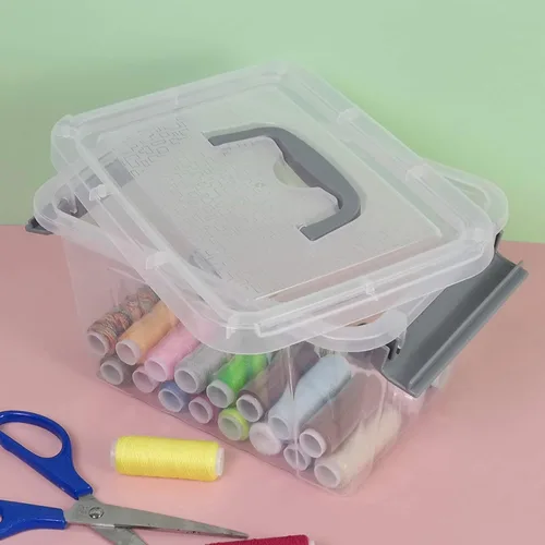 Vista 4 de Contenedores de almacenamiento pequeños de 3 L, caja de almacenamiento transparente con tapa, paquete de 6