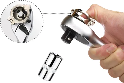 Vista 4 de Ascend Tools Trinquete de rueda fácil de 3/8 pulgadas, acción de trinquete de 72 dientes, cabezal de liberación rápida, rotador, giratorio, llave