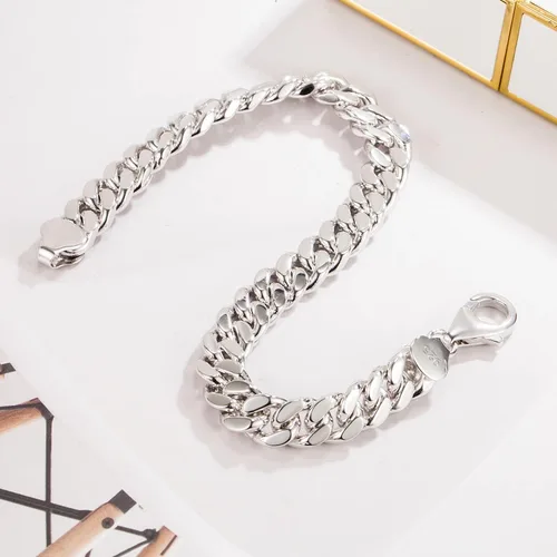 Vista 5 de Pulsera de plata de ley 925 maciza de eslabones cubanos Miami de 0.315 in a 0.630 in, pulsera cubana sólida gruesa para hombres y niños, joyería