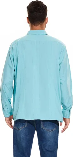 Vista 4 de MAXJON Camisas de manga larga Guayabera para hombre camisas cubanas