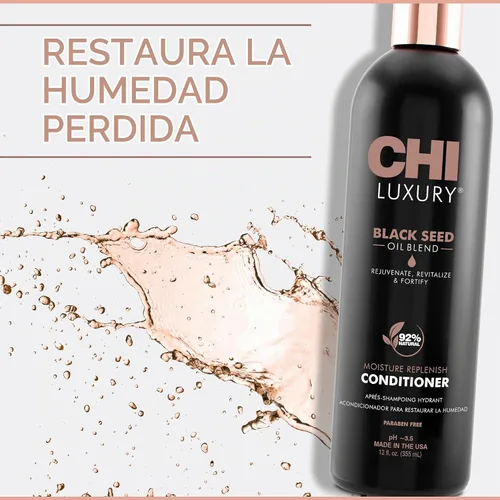 Vista 2 de CHI Acondicionador de reposición de humedad de aceite de semilla negra de lujo, 12 onzas líquidas