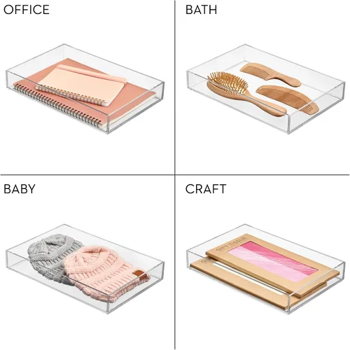 Vista 5 de Organizador Clarity de InterDesign para tocador, adecuado para cosméticos y productos de belleza, 8 x 12 x 2 pulgadas, transparente, Transparente