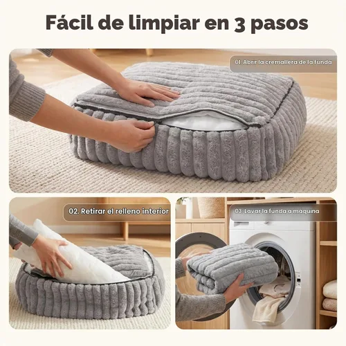 Vista 8 de Avont Dog Bed for Small Pets, Plush Foam, Washable, Low Entry, Grey