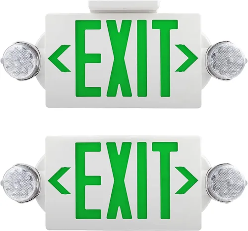 Vista 12 de Combo de luz LED de emergencia y señal de salida, señal de salida verde, luz de salida de emergencia certificada UL, lámparas ajustables con batería