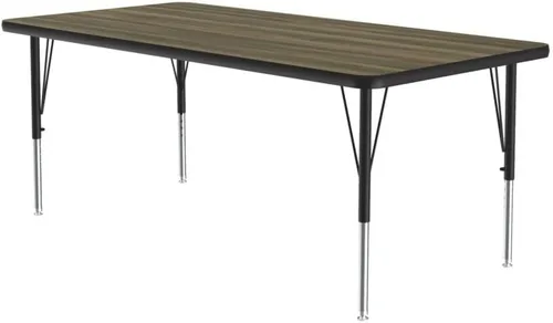 Vista 124 de Correll - Mesa rectangular de actividades para el aula de 24 x 36 pulgadas, altura ajustable (19-29 pulgadas), parte superior de nogal colonial