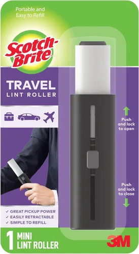 Vista 7 de Scotch-Brite Rodillos para pelusas retráctiles 2 paquete, quitapelusas portátiles de tamaño para viajes para pelo de mascotas en ropa, muebles