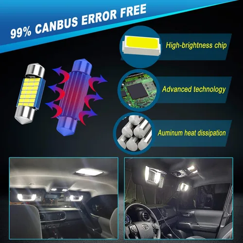 Vista 7 de Paquete de kit de luz interior LED para Toyota Tacoma 2005-2021, luces de cúpula de mapa interior + luces de espejo de tocador + luces de matrícula