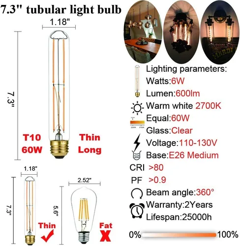 Vista 8 de LiteHistory Bombilla E12 regulable para candelabros de 60 W, paquete de 6 bombillas Edison E26 de 6 W = 60 W, 60 W, para candelabros, ventilador