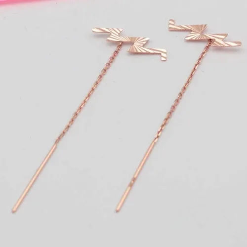 Vista 4 de SAGEKING 2024 New 585 Purple Gold Unusual Short Ear Line Plated 14K Rose Gold Simple Geometric Earrings For Women Suitable For Daily Jewelry Fashion