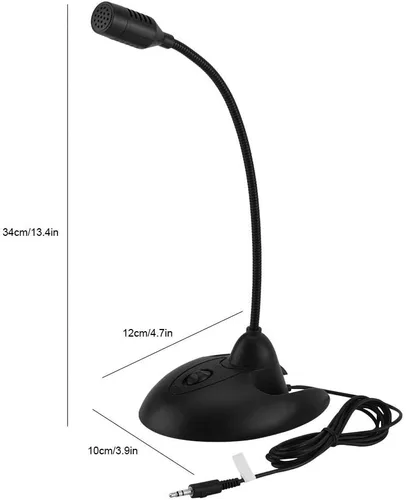 Vista 7 de Micrófono portátil, micrófono flexible de escritorio para karaoke estéreo para reuniones de oficina, chat de voz en línea, red de computadora (negro)