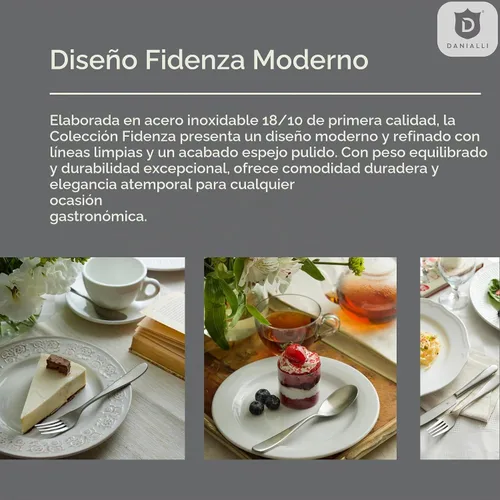 Vista 8 de Danialli - Juego de cubiertos de plata para 8 – cubiertos de acero inoxidable 18/10, pulido tipo espejo, apto para lavavajillas, resistente, vajilla