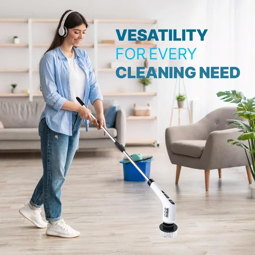Vista 7 de PURSONIC Cepillo de limpieza recargable inalámbrico con 7 cabezales, extensible y versátil para una limpieza sin esfuerzo