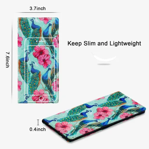 Vista 175 de HUA ANGEL Billetera ultra delgada para mujer, con bloqueo RFID, tarjetero de crédito, plegable, largo, hebilla magnética, billete para mujer, Owl