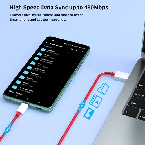 Vista 5 de COOYA Cable de carga USB C de 80 W para carga súper vooc para OnePlus 15 13 12, 10A USB A a USB C cable de carga para OnePlus 7 Pro 8 7T, tipo C