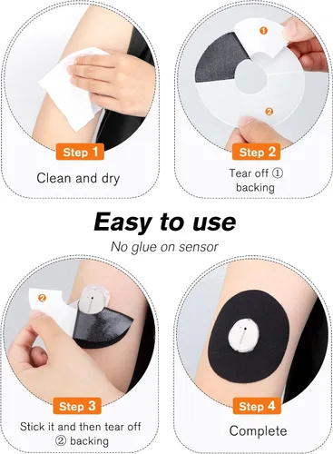Vista 4 de Parches adhesivos para Dexcom G7, paquete de 20 unidades impermeables Dexcom G6 Overpatch para larga estancia de 10 a 14 días, cinta CGM de papel