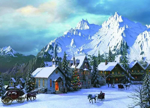 Vista 2 de Eurographics Rompecabezas navideño de 1000 piezas de Rocky Mountain
