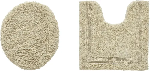 Vista 375 de Better Trends - Juego de 2 alfombras de baño 100% algodón, extra suaves, con borlas, de 17" x 24", alfombra de baño superabsorbente y reversible