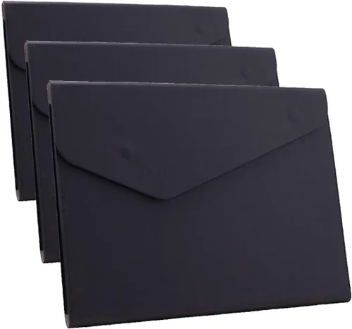 Vista 19 de Carpeta de archivos A4 de cuero PU Portafolio impermeable con cierre magnético invisible, color negro