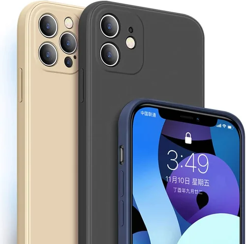 Vista 2 de Funda de silicona líquida compatible con iPhone 12 Mini de 5.4 pulgadas, antiarañazos y huellas dactilares, forro de microfibra a prueba de golpes