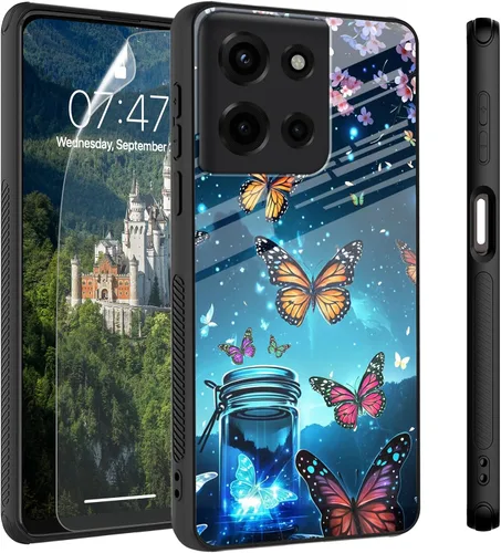 Vista 35 de Funda para Motorola Moto Edge 2022, cubierta trasera de vidrio templado con protector de pantalla, funda protectora a prueba de golpes para Motorola