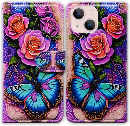Vista 27 de Bcov Funda para iPhone 14 Plus, diseño de pájaro negro y verde con tapa para teléfono, con ranura para tarjetas, soporte para iPhone 14 Plus