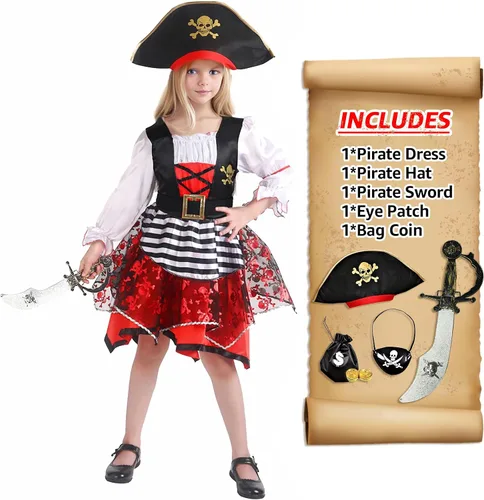 Vista 2 de Costumerry Disfraz de pirata para niñas de Halloween