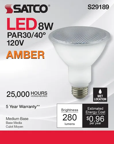 Vista 5 de Satco S29189 8PAR30/LN/LED/40'/Ámbar, no especificado