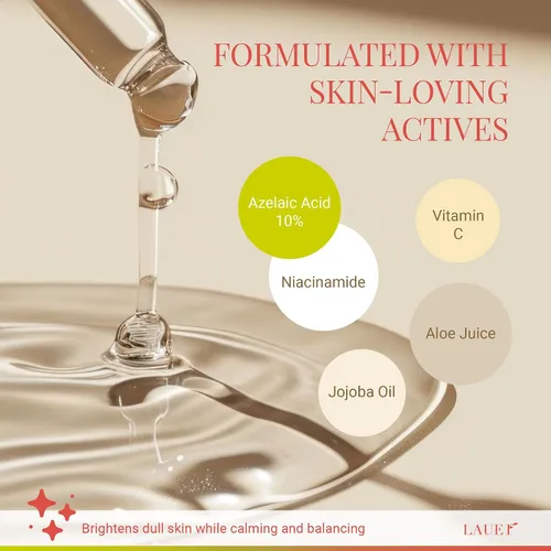 Vista 3 de Suero facial de ácido azelaico 10% para mujeres – Suero facial iluminador y aclarante con niacinamida, vitamina C, ácido hialurónico y aceite