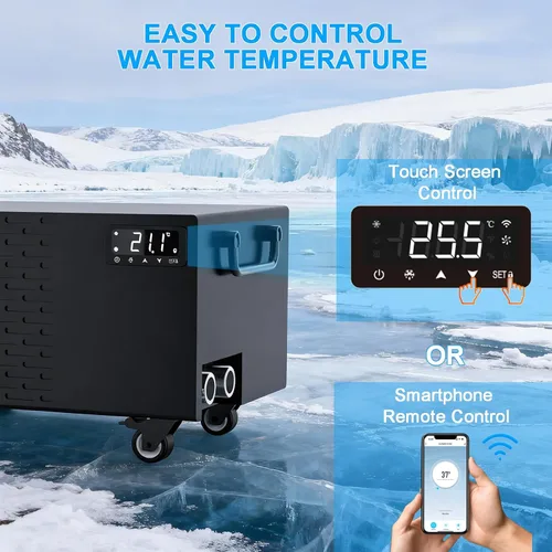 Vista 3 de Enfriador de baño de hielo y kit de bañera de inmersión fría, enfriador de inmersión en frío de 1/3 HP con 59 pulgadas de largo x 31.5 pulgadas