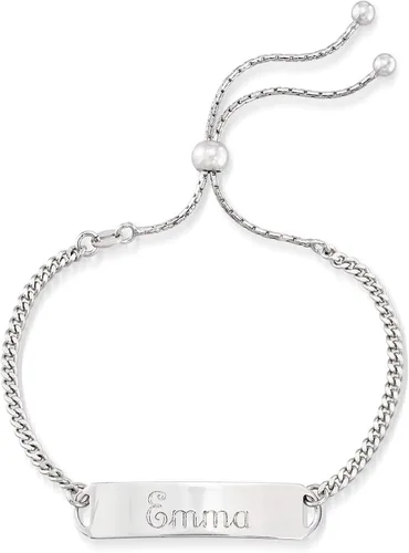Vista 3 de Ross-Simons Pulsera de plata de ley italiana personalizada Id Bolo, Plata de ley, no conocido