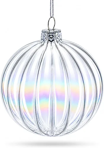 Vista 5 de Juego de 3 bolas de cristal transparente iridiscente adornos de Navidad de 3.6 pulgadas