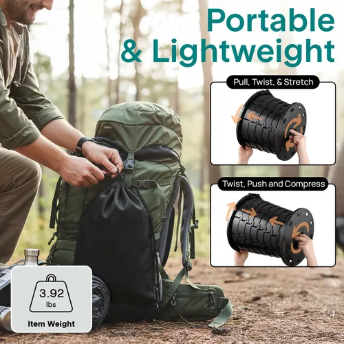 Vista 3 de SereneLife Asiento de inodoro plegable para campamento, altura ajustable, portátil, para viaje, con tapa, bolsa de transporte, base antideslizante