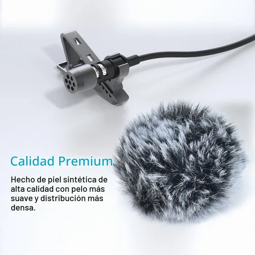 Vista 5 de Cubilux Juego de Parabrisas Peludo y Cubierta de Espuma para Micrófono de Solapa Lavalier, Parabrisas Muff Protector contra Viento Deadcat, Manguito