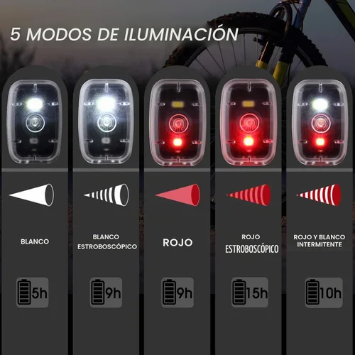 Vista 4 de Mudder Luces de Correr para Corredores Lámparas LED de Seguridad Recargables USB con Clip Estroboscópico Lámparas Traseras de Bicicleta con 5 Modos