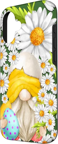 Vista 2 de iPhone 16 Easter Chick Gnome Graphic For Women Floral Daisy Flower Case