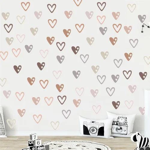 Vista 3 de 72 calcomanías de pared con forma de corazón bohemio, calcomanías de pared con forma de amor para dormitorio de niñas, murales de vinilo